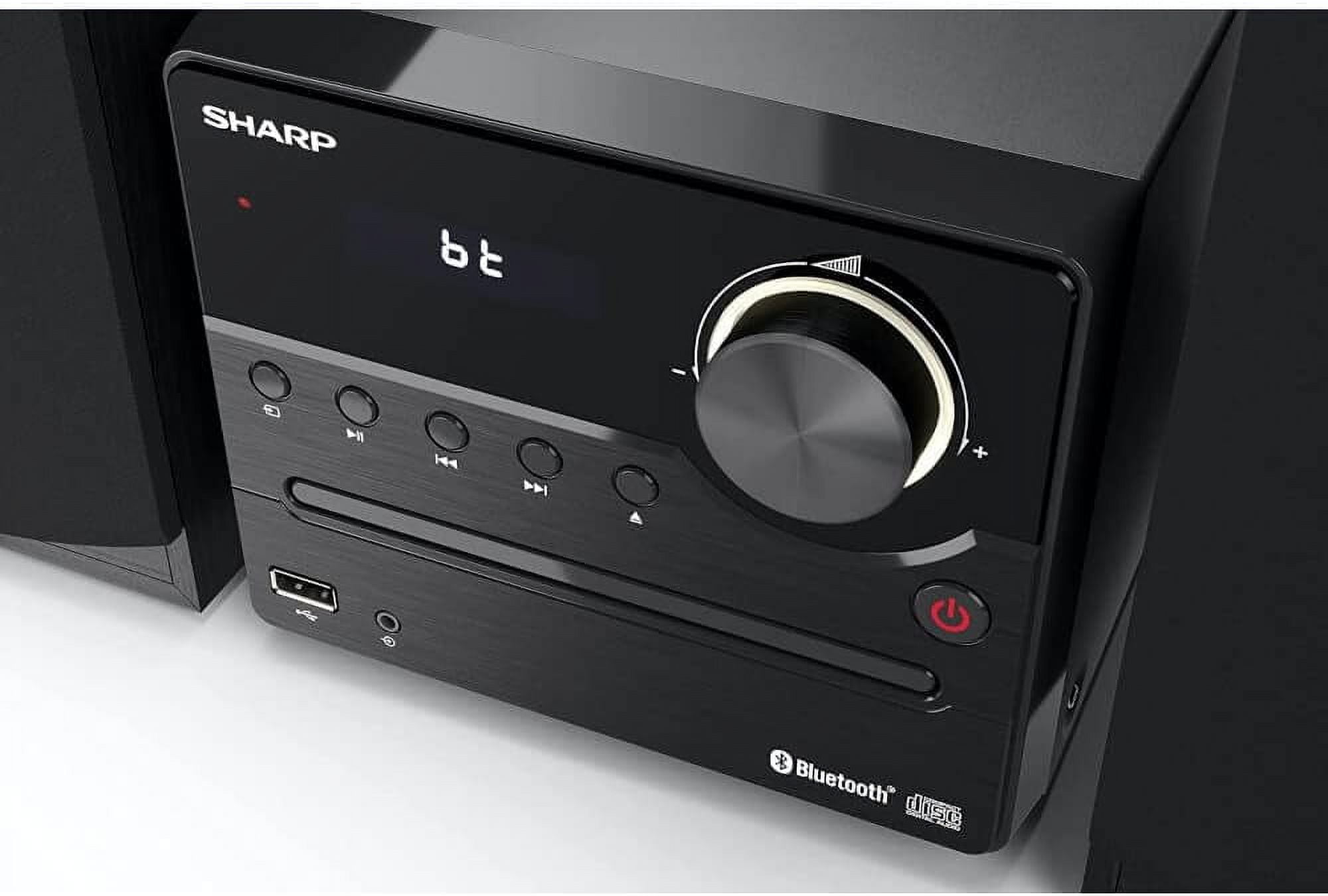 Sharp XL-B512 Micro Component Wireless Bluetooth Audio Streaming & CD Player Wood Speaker System + Remote, USB Port, MP3 Playback, FM Stereo Digital Tuner, Aux Input, Black Oak