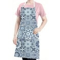 thumbnail image 5 of Blue Ethnic Geometric Pattern Apron-Garden Aprons for Women with Pockets-Cotton Linen Waterproof Kitchen Cooking Gardening Aprons Adjustable for Kitchen,Cooking,BBQ and Salon 33x27 Inch, 5 of 7
