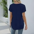thumbnail image 5 of XMHJSMD Shirts for Women Summer Women's V Neck Short Sleeved Loose T Shirt With Arc Hem Large Size Solid Color Top(Navy Blue,Xxxxl), 5 of 6