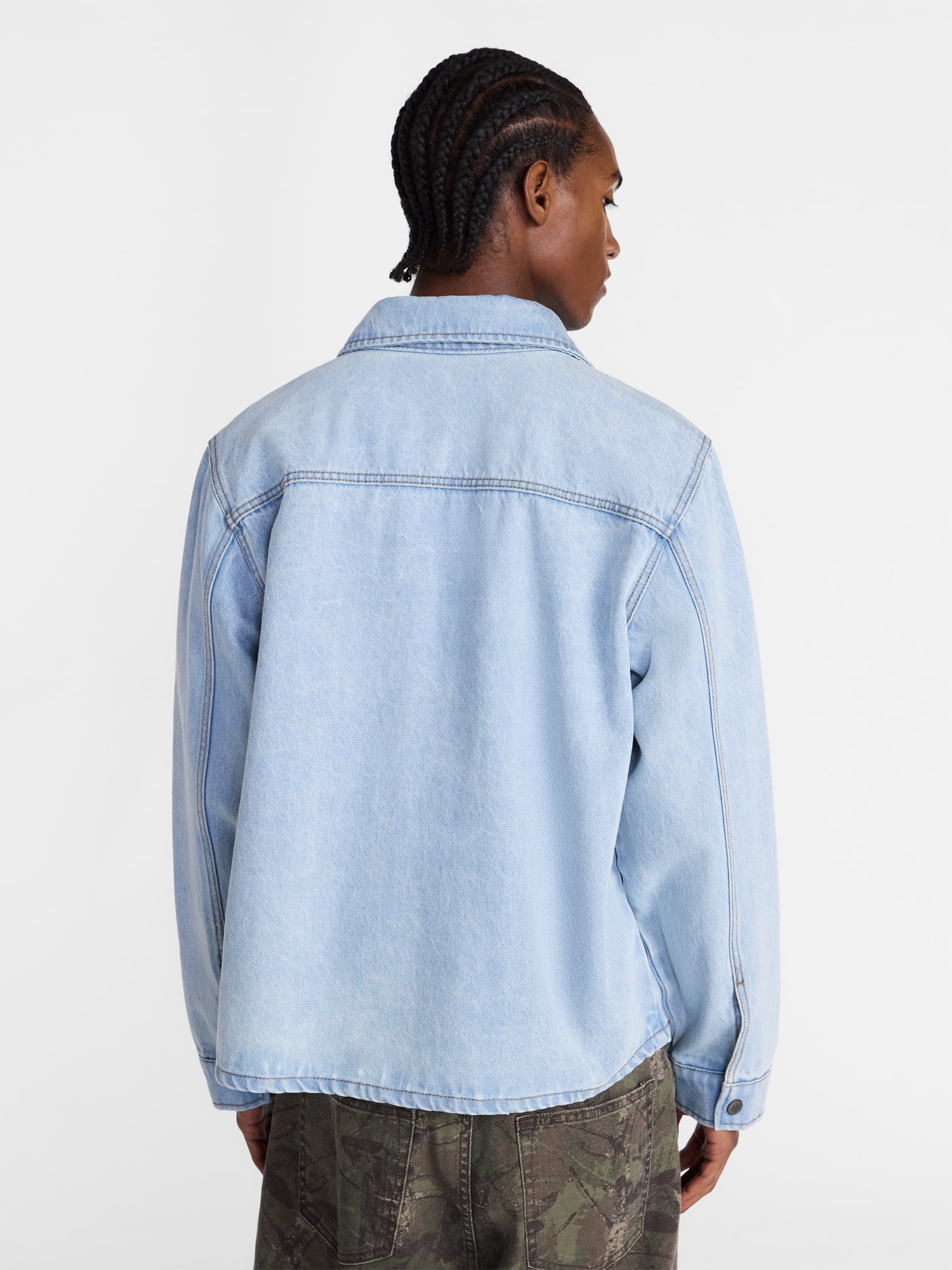 No Boundaries Denim Shacket with Long Sleeves, Men's XS-4XLT
