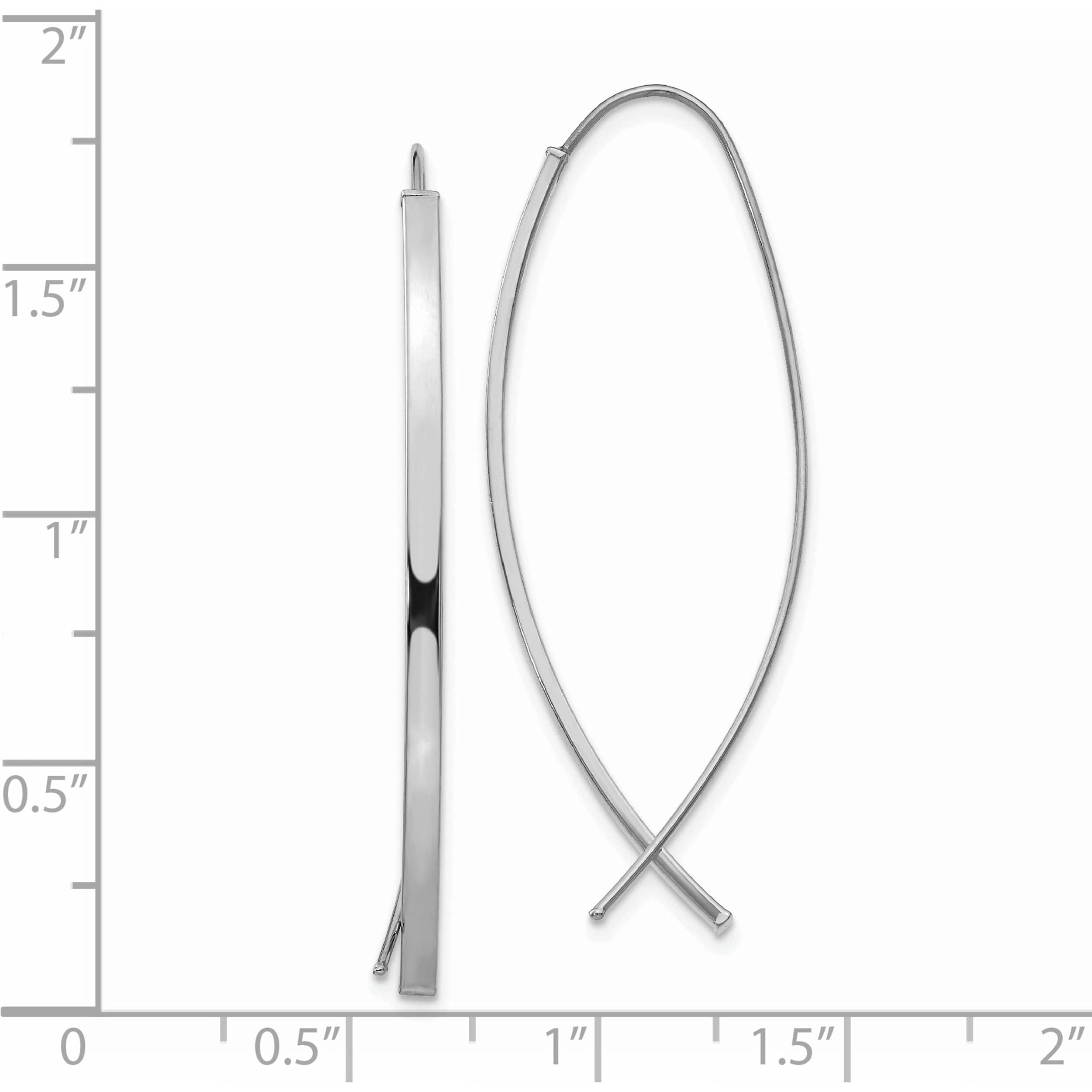 14K White Gold 1.75mm Square Tube Wire Threader Earrings (42.8 X 16.5) Made In Peru tf1317w