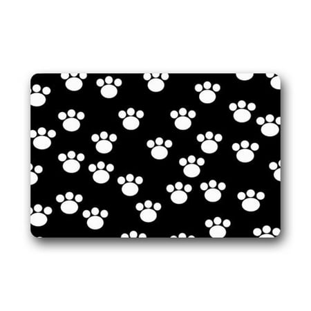Paw Print Rug WinHome Black and White Cute Dog Cat Paw Animal Paw Doormat Floor Mats Rugs Outdoors/Indoor Doormat Size 23.6x15.7 inches ()