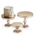 thumbnail image 2 of MIDOQIN Silver Cake Stand Set of 3, Diameter 8",10",12" Metal Round Cupcake Holder with Lace Edge Dessert Pastry Candy Display Plate, 2 of 8