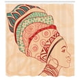 thumbnail image 3 of Ambesonne African Shower Curtain, Female Turban, 69"Wx75"L, Peach Red Teal, 3 of 3
