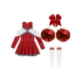 thumbnail image 3 of Linjinx Girls Kids Cheer Leader Outfit Fancy Party Dress Carnival Performance A Red 6, 3 of 5