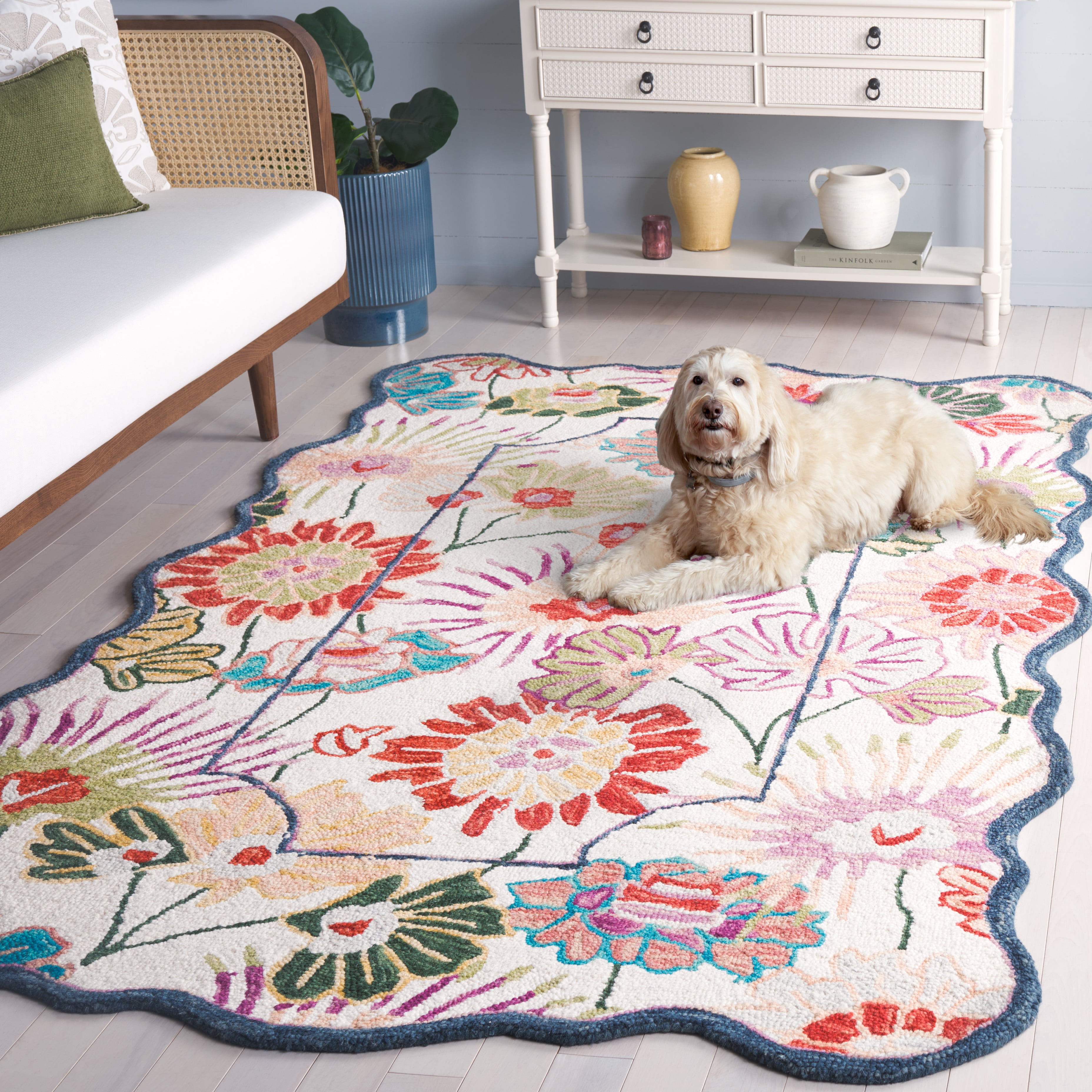 SAFAVIEH Jardin Jack Floral Area Rug, Green/Ivory, 5' x 8'