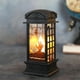 thumbnail image 1 of Mini Farol de Halloween | Farol portátil LED con vela | Lámpara decorativa de plástico negro alimentada por pilas | Acento central para fiestas | 13x5x5cm | 1-Pack, 1 of 6