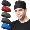 thumbnail image 5 of vnanda Men Sport Headband Men's Moisture Wicking Sport Headband Wide Quick Drying Versatile Solid Color Running Cycling Sweatband Elastic Solid Color, 5 of 8