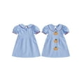 thumbnail image 2 of BemeyourBBs Kids Girls Halloween Dress Pumpkin Embroidery Plaid Short Sleeve Dress, 2 of 8