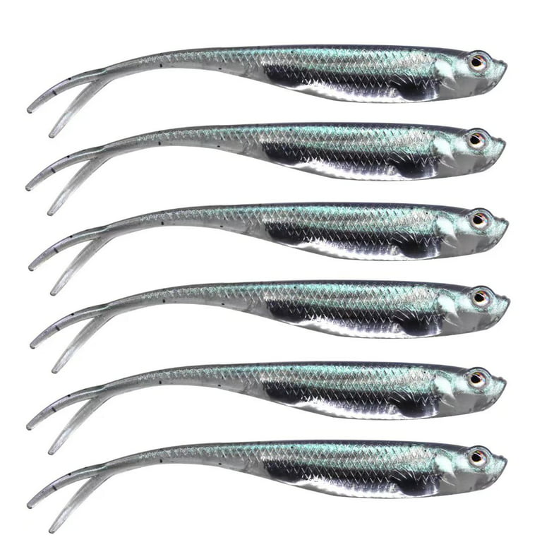 QualyQualy Soft Swimbait Fishing Lures Bass Bait Shad Bait Shad Lure Shad  Minnow Soft Bait for Bass Trout Pike Crappie 2.95in 6Pcs, Soft Plastic  Lures