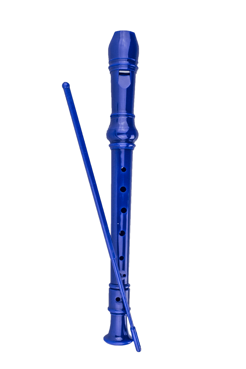 3 Piece 8 Hole Soprano Kids Recorder Music Flute w Cleaning Rod Blue