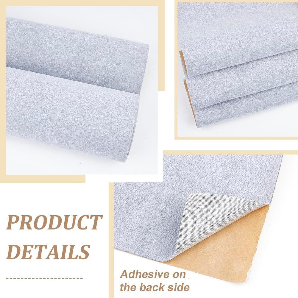 9.84x1.3Feet Self Adhesive Felt Fabric Light Grey Iced Velvet Flock Self Adhesive Velvet Flocking Liner for Jewelry Drawer Craft Fabric DIY Light Grey
