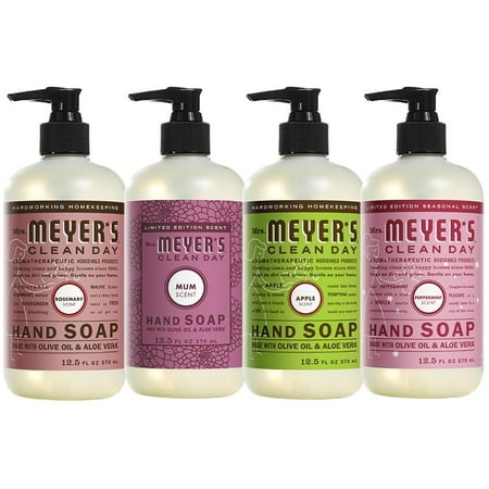 Effective Liquid Hand Soap for Daily Use Natural Hand Soap Essential Oils for Cruelty Free, 1 Bottle Rosemarry, 1 Bottle Mum, 1 Bottle Apple Cider 1Pack Peppermint, 12.5 OZ each