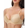 thumbnail image 3 of Deyllo Women's Push up Bras Full Coverage Lightly Padded Underwire Support Seamless T-shirt Bra, Nude 32B, 3 of 5