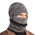 thumbnail image 2 of Airle 3Pcs/Set Warm Three Piece Set Knitting Ultra Soft Windproof Winter Face Cover Hat Scarf Set for Riding, 2 of 8