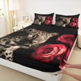 thumbnail image 3 of Homewish Safari Leopard 4pcs Bed Sheets for Teens,Chic Floral Red Rose King Sheets,Woodland Animal Cheetah Super Cozy Sheet Set,Luxury Bedroom Decor, 3 of 7