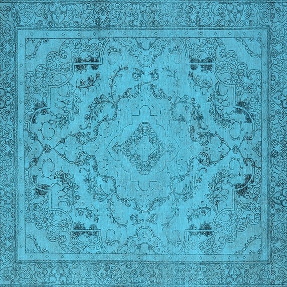 Ahgly Company Indoor Square Oriental Light Blue Industrial Area Rugs, 3' Square