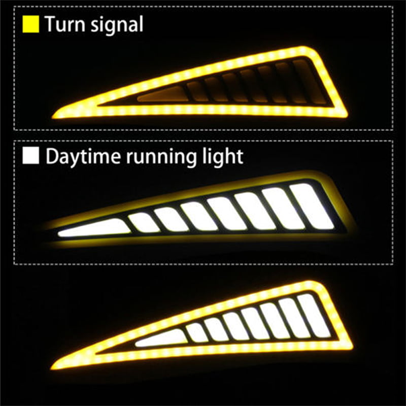 Car LED Bumper Strip COB Daytime Running Light Yellow Turn Signal DayLight DRLBH