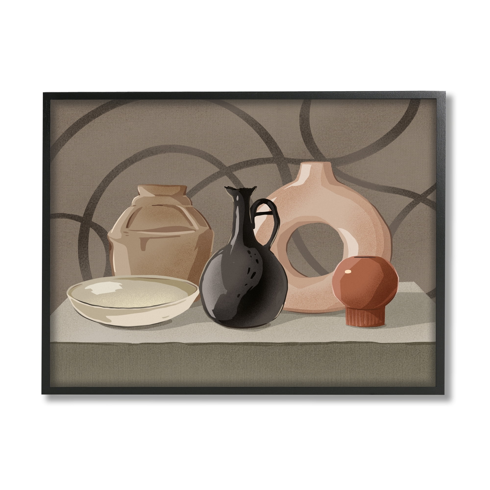 Stupell Industries Sleek Pottery Vase Still Life Spiral Pattern Framed Wall Art, 30 x 24, Design by Ziwei Li