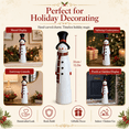 thumbnail image 2 of Christmas Snowman Figurine, Cute Snowman Wearing Red Hat & Scarf Designs, Mini Snowman Statue for Mantel, Shelf, Table, Desk and Indoor Home Christmas Decoration, White, 2 of 7