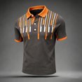 thumbnail image 4 of Men's Retro Color Block Striped Short Sleeve Polo Shirt, Classic Lapel 3 Button Placket Vintage Pique Knit Golf Tee, Casual Breathable Summer Polo Top for Men Daily Smart Casual Wear Sizes S-5XL, 4 of 4