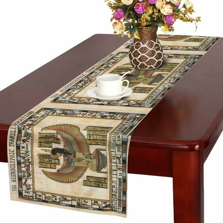 Mkhert Ancient Egyptian Natural Papyrus With Goddess Table Runner