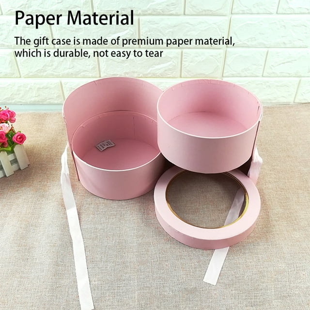 VONKY Double Layer Rotating Gift Box Flower Packing Boxes Transparent Window Christmas Favors Organizer Jewelry Cardboard Case Black