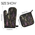 thumbnail image 2 of Yayeee Oven Mitts and Pot Holder Set of 4 Heat Resistant Kitchen Gloves Baking Hot Pad, Purple Floral Pattern, 2 of 5