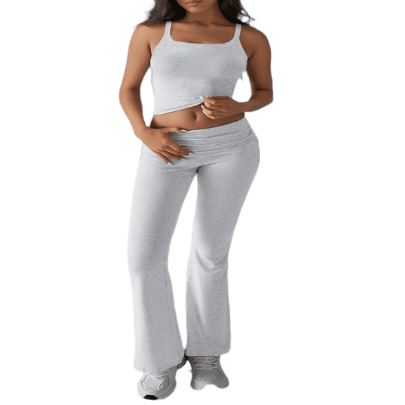 LYMAYTER 2 Piece Outfits for Women Casual Sleeveless Tank Tops Long Pants Sets Tracksuits Match Sets S-XL