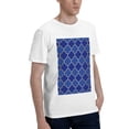 thumbnail image 2 of Bingfone Blue Gold Grid Lantern Shapes Men'S Loose Fit Short-Sleeve Pocket T-Shirt, 2 of 7