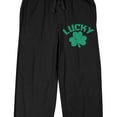 thumbnail image 2 of St. Patrick's Day Lucky Clover Men's Black Sleep Pajama Pants, 2 of 5