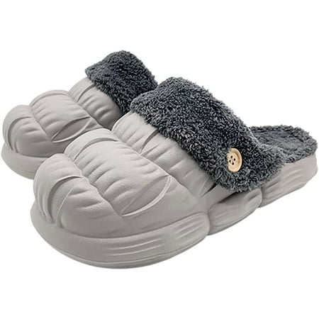 

CoCopeanut Unisex Waterproof Slippers Faux Fur Lined Clogs Winter Warm House Slippers Indoor Outdoor