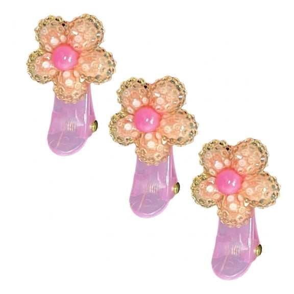 Sparkling Flower Hair Clips for Toddlers and Kids 3 Pieces