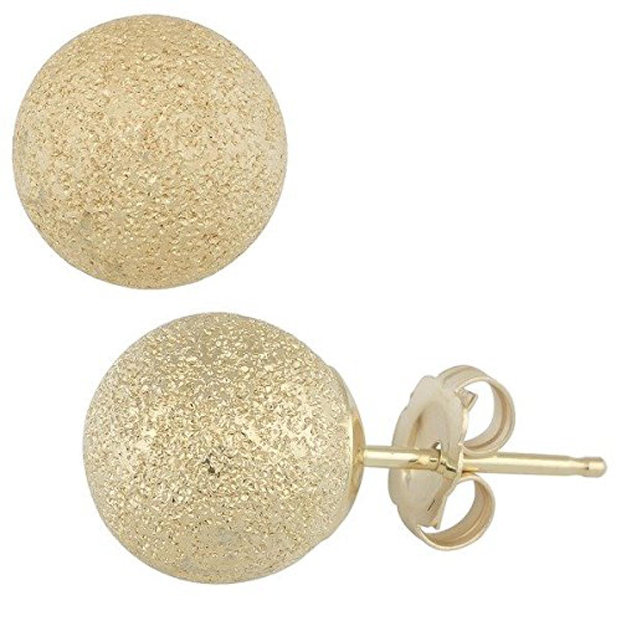14k Yellow Gold Laser Cut Ball Stud Earrings