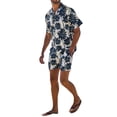 thumbnail image 3 of xiaxaixu Men's Hawaii Matching Sets Short Sleeve Tree Printed Button Down Shirt + Shorts Set Tropical Suits, 3 of 7