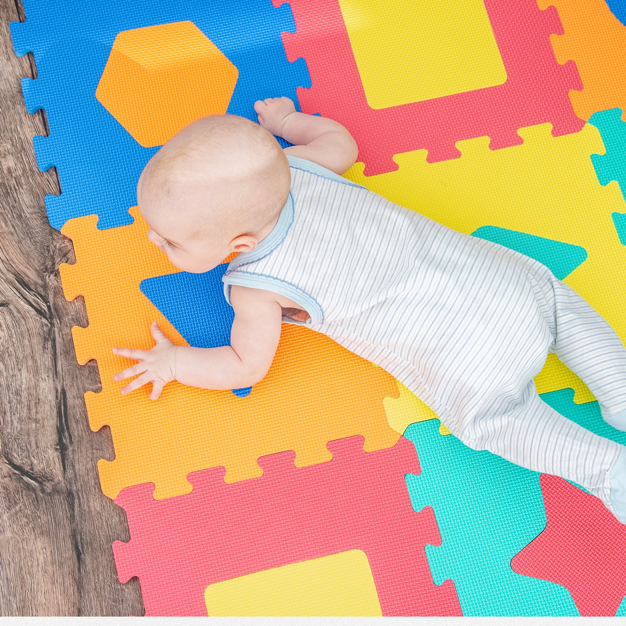 BalanceFrom 36-Pack 12”x12” Interlocking Puzzle Play Mat, 0.4” Thick, Shapes