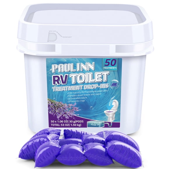 Traitement pour Toilette de VR, 50 Paquets de Traitement pour Fosse Septique Drop Ins Accessoires de VR pour Roulotte Campeur, Lavande