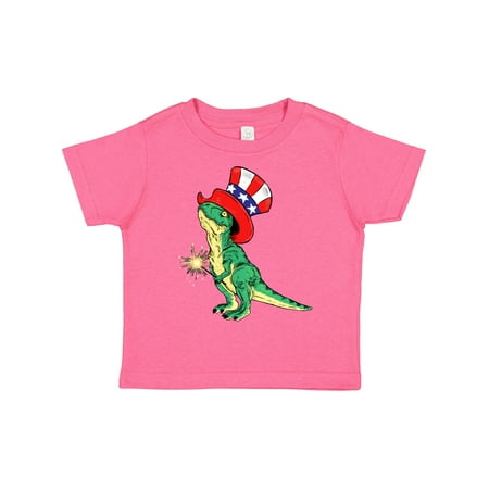 

Inktastic 4th of July Baby Rex in Uncle Sam Hat and Sparkler Gift Toddler Boy or Toddler Girl T-Shirt