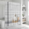 thumbnail image 6 of Grey White Pumpkin Shower Curtain, Waterproof Shower Curtains for Bathroom, Thanksgiving Fall Leaf Stripe Wooden Washable Fabric Bathtub Curtain Set Bath Decor with 12 Hooks Standard 72"x72", 6 of 8