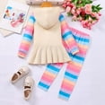 thumbnail image 4 of NAFUU Fashion Girls Clothes Set Girls 2 Piece Outfits Rainbow Graphic Hooded Pullover Top And Pants Color Block Casual Sweatsuits For Kids 3-4 Years, 4 of 7