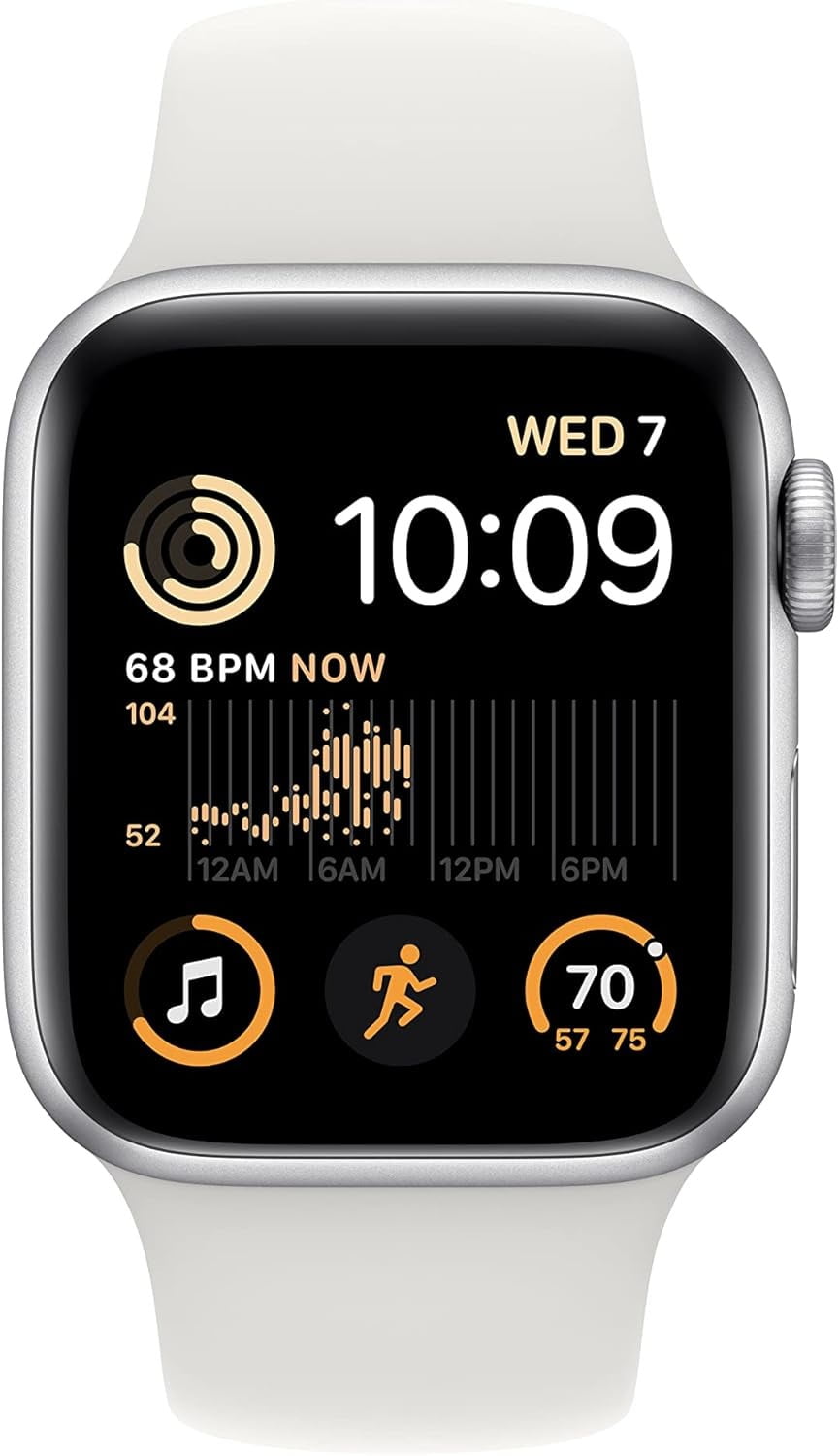 Restored Apple Watch Series 8 GPS 45mm Silver Aluminum Case with White Sport Band - S/M. Fitness Tracker, Blood Oxygen & ECG Apps, Always-On Retina Display (Refurbished)