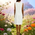 thumbnail image 4 of Vestido de Verano de Mujer con Bolsillos sin Mangas Cambio de Lino de Rodilla Vestido de Verano Casual Bolsillos Laterales de Tela Transpirable Colores Versátiles, 4 of 9
