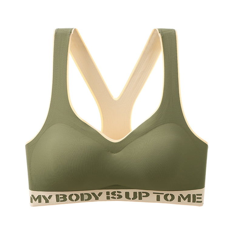 PEASKJP Bras for Women Sports Comfortable Moisture Wicking Yoga Bra Padded  Wirefree Bra Green 3XL 