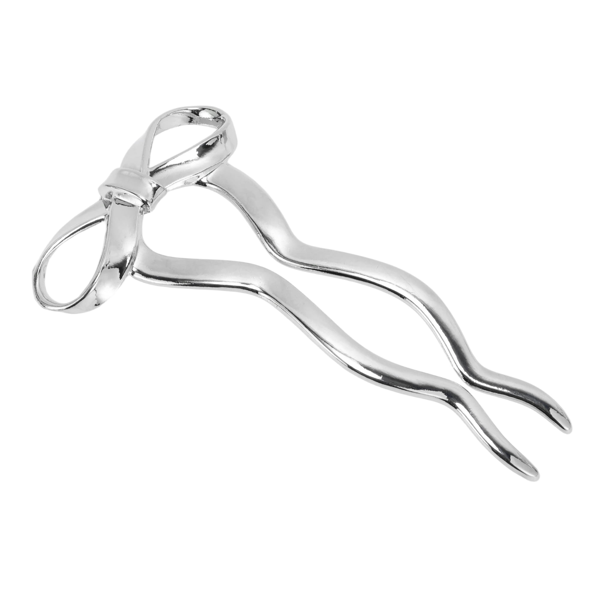 Unique Bargains U-shaped Bow Decorative Hairpin for Women 1 Pc Silver Tone