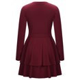 thumbnail image 4 of Fesfesfes Women Dress Fall Solid Causal V-Neck Cuasal Long Sleeve Pullover Comfy Dress Under $10, 4 of 8