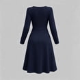 thumbnail image 6 of Fall Long Sleeve Dresses for Women Elegant V Neck Twist Front Waist Casual Midi Party Formal Wedding Guest Dress,Sizes S-2XL, 6 of 9