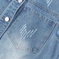 thumbnail image 4 of Tqcoqu Women's Lapel Distressed Washed Cropped Denim Jacket,Long Sleeve Button Down Trucker Coat,2026 Spring Fall Trendy Clothes,Blue Women's S-XXL, 4 of 8