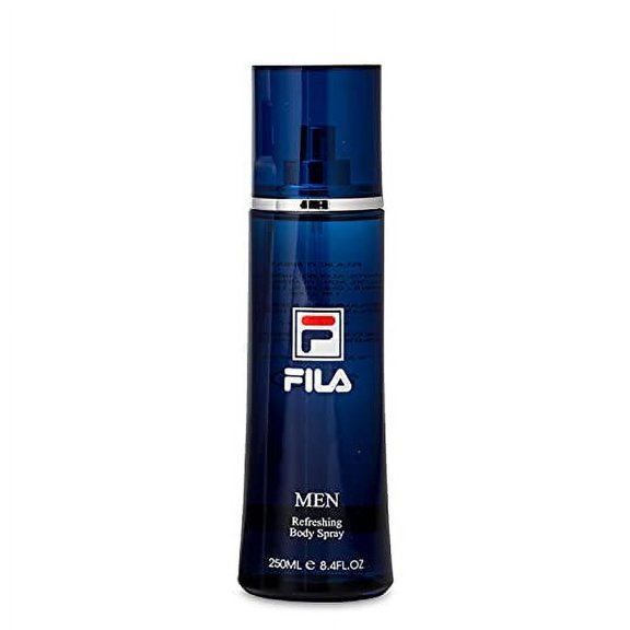FILA Refreshing Body Spray for Men - Cool, Clean, Fresh Menâ€™s Fragrance - Infused With Notes Of Bergamot, Cardamom, and Pepper - Trendy, Rectangular, Streamlined, Portable Bottle Design - 8.4 O