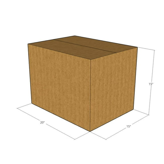 20x15x15 Kraft Brown Corrugated Shipping Boxes, 32 ECT Single-Wall, Qty 20