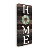 Stupell Industries Welcome Home Sign Green Succulent Wreath Greeting Canvas Wall Art Design by Kim Allen, 13" x 30"